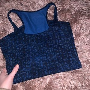 Black and blue patterned lululemon tank top
